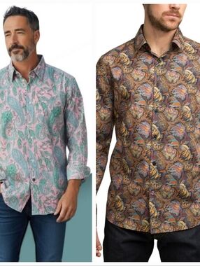 Pristine Condition. John Lennon Mens Shirts, Small. Mint Multi And Black Multi